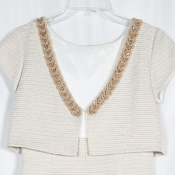 THEIA metallic stripe cocktail dress with beading and sequin wedding - Picture 4 of 6